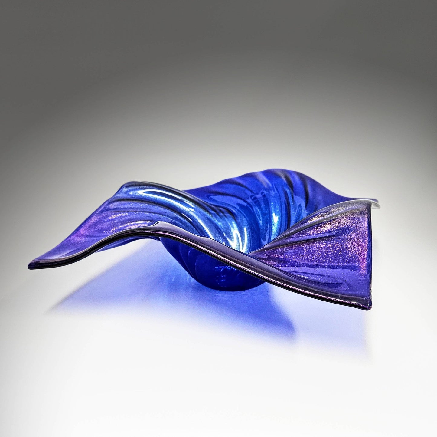 Blue Iridescent Wave Bowl | Oil Slick Glass