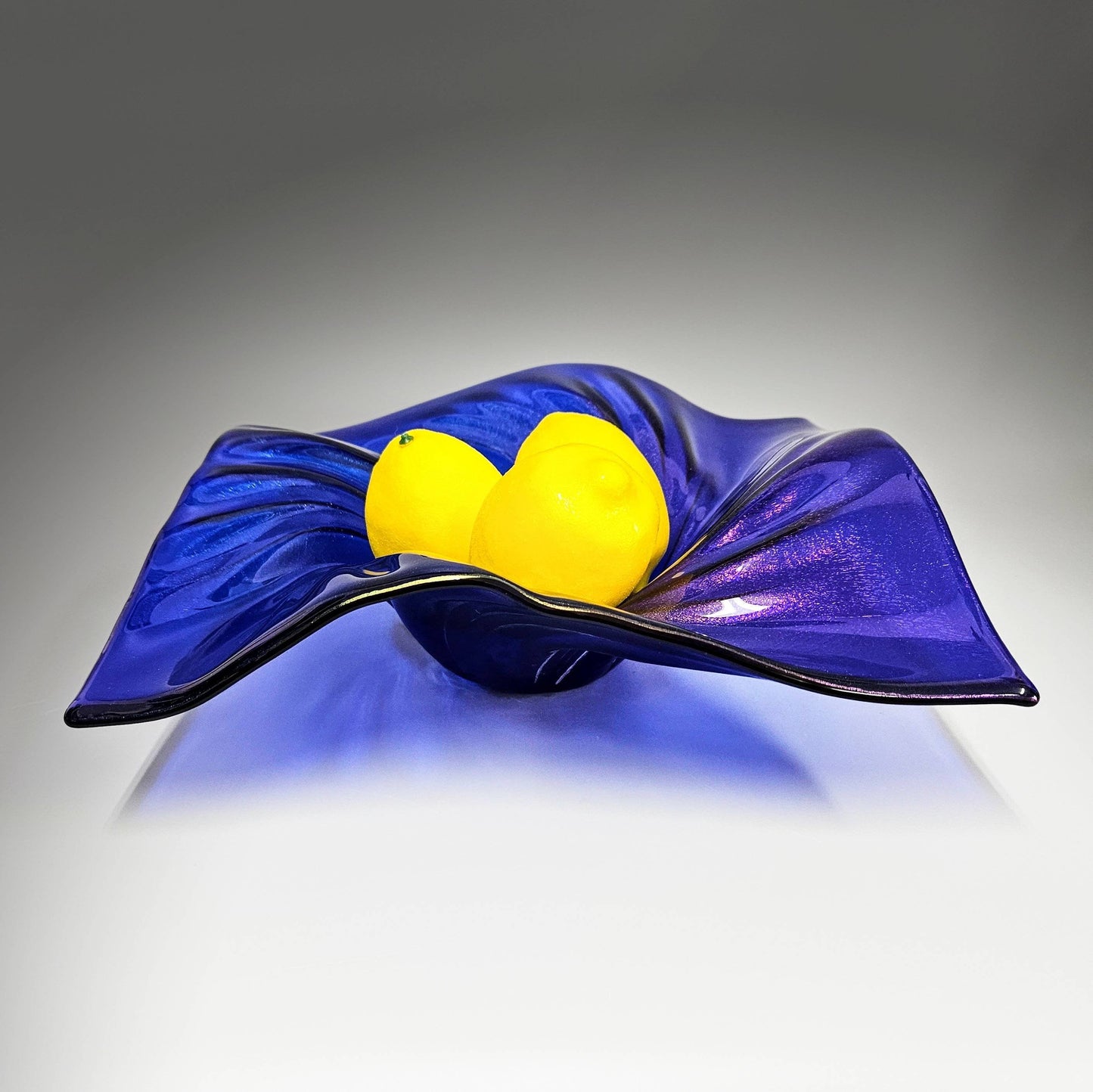 Blue Iridescent Wave Bowl | Oil Slick Glass