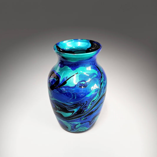 Glass Art Painted Vase in Teal Aqua Turquoise Blue | Unique Gift Ideas