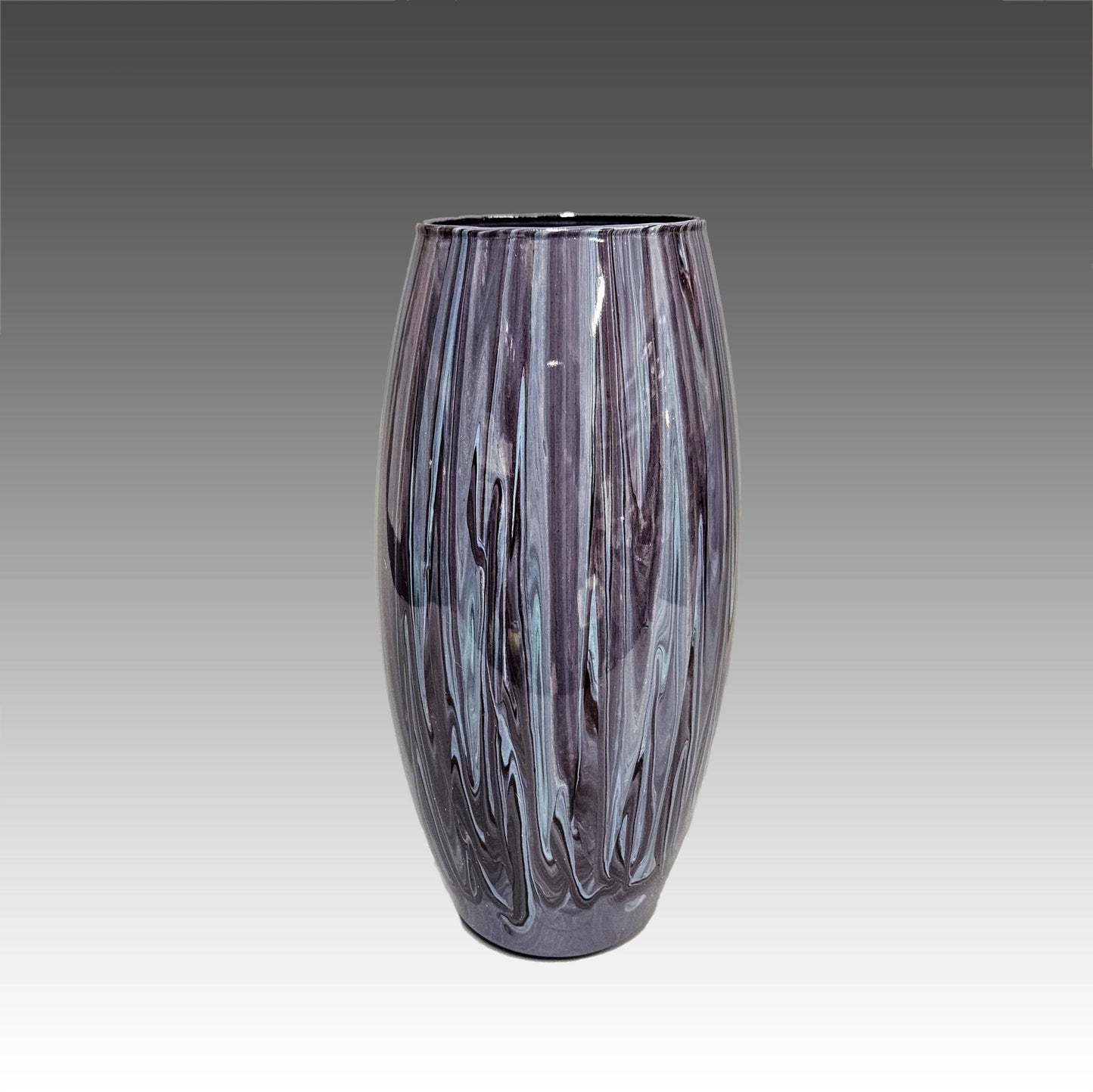 Fluid Art Vase in Black Purple Gray