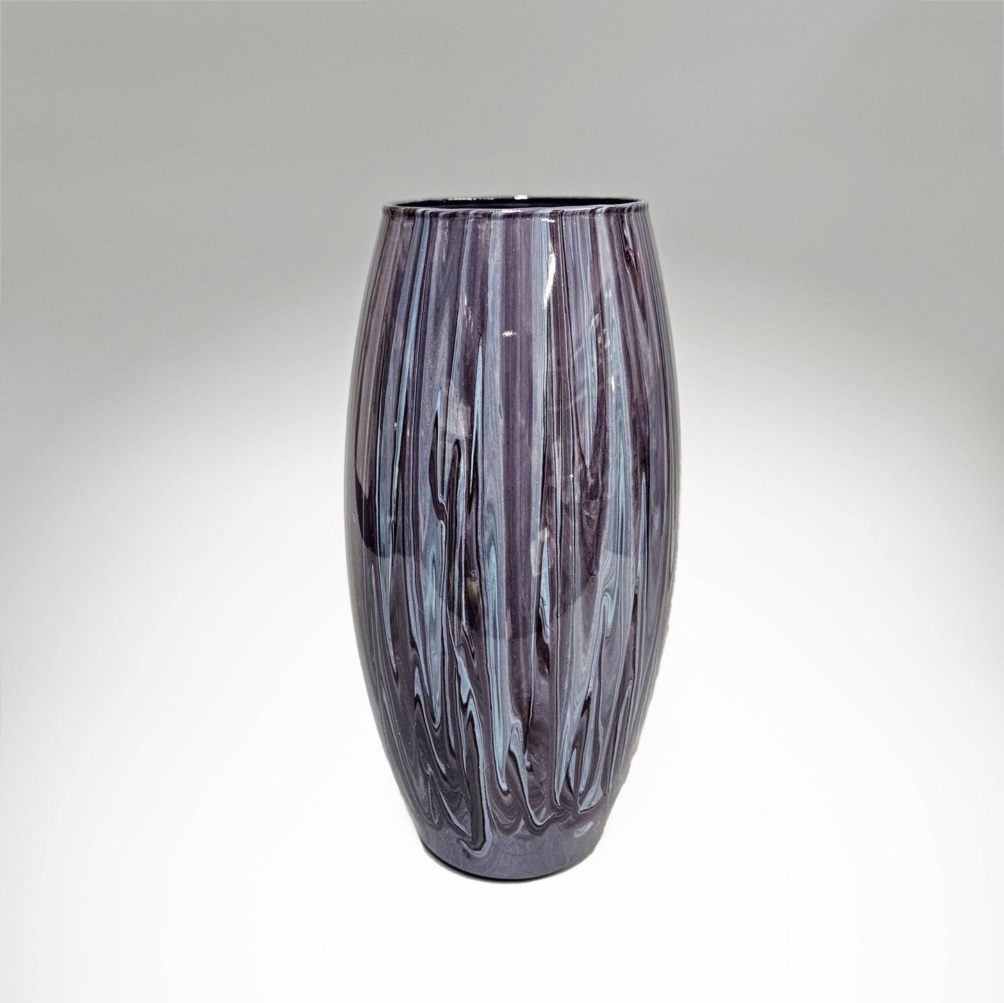 Fluid Art Vase in Black Purple Gray