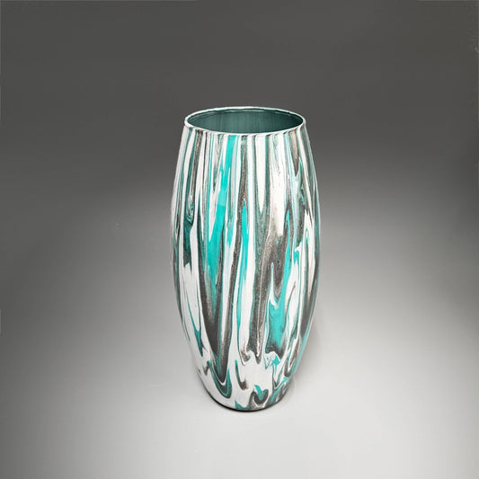 Abstract Painted Vase in Aqua and Gray, 8, 10.25 Inch | Unique Gifts