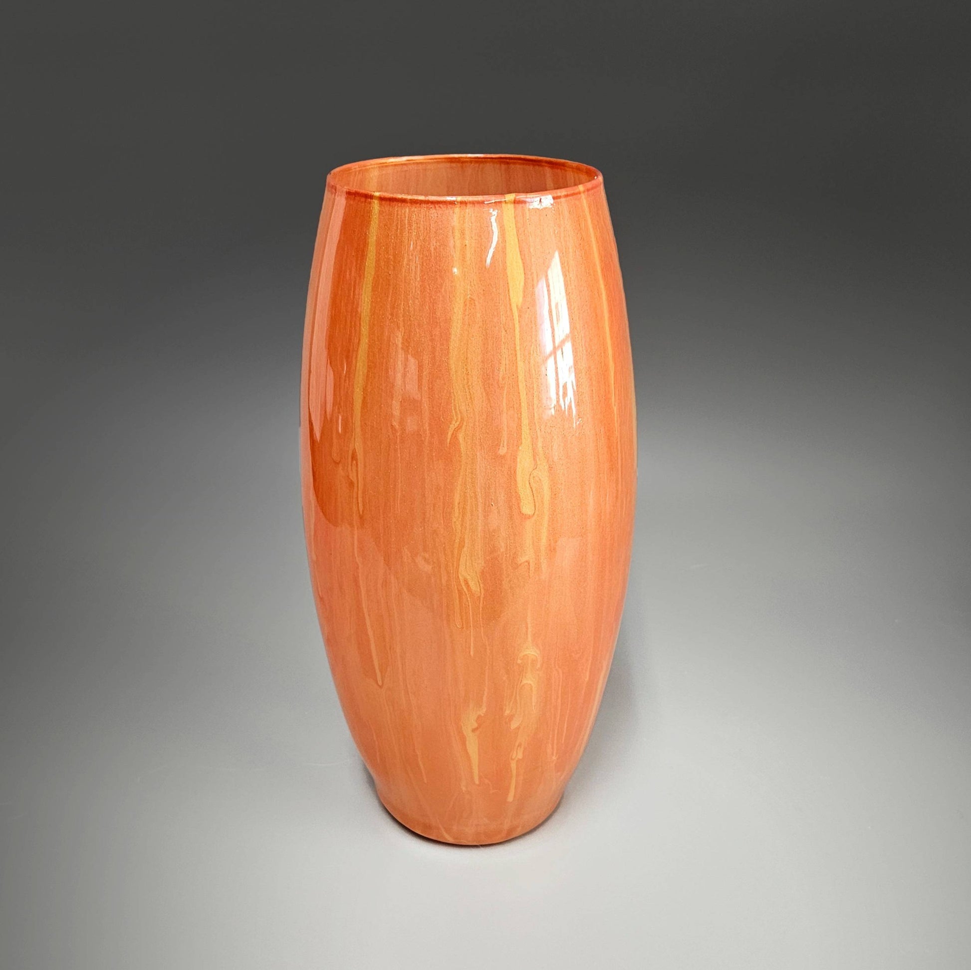 Fluid Art Glass Vase in Orange and Gold Makes The Perfect Hostess Gift