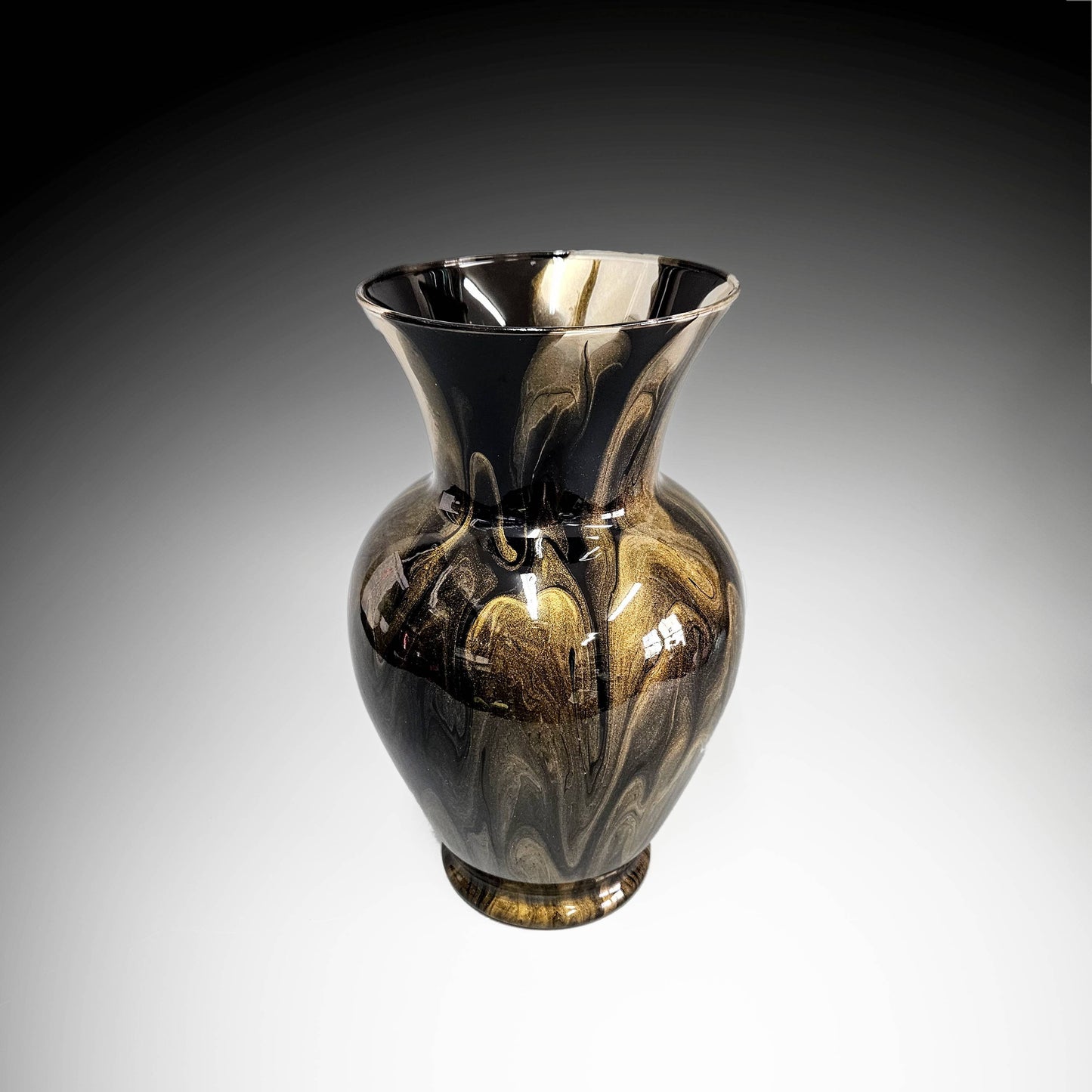 Black and Metallic Gold Large Centerpiece Vase
