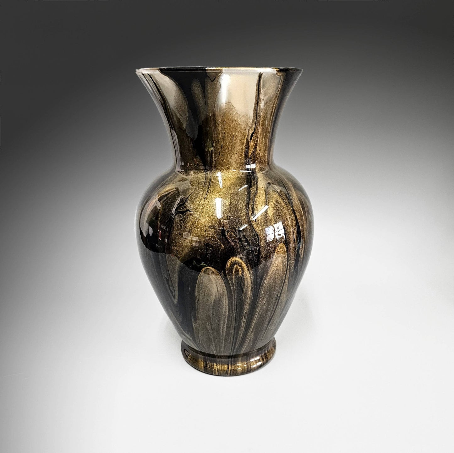 Black and Metallic Gold Large Centerpiece Vase
