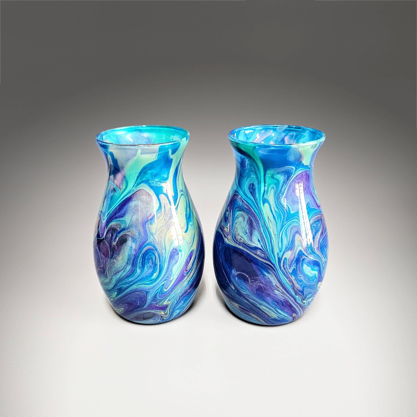 Fluid Art Vase in Aqua Purple Gold