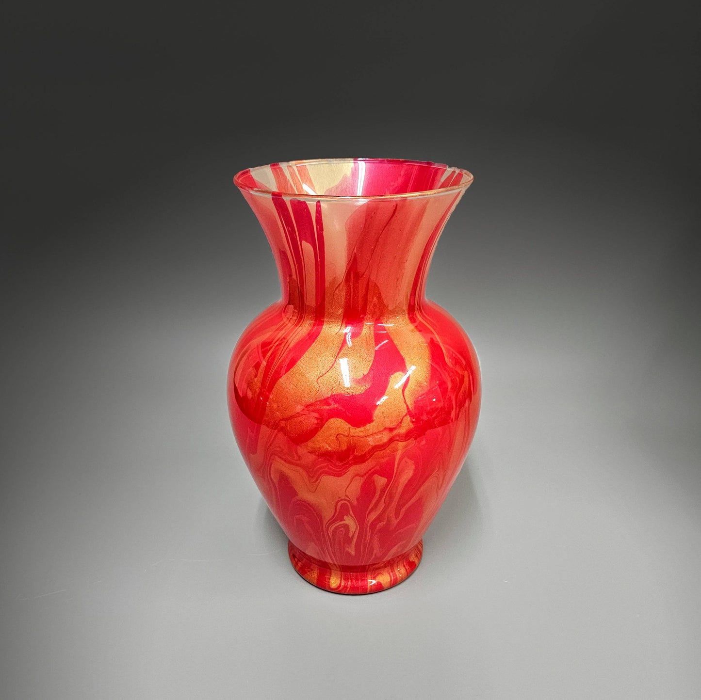 Red and Gold Centerpiece Vase | Handcrafted Fluid Art Décor Gifts