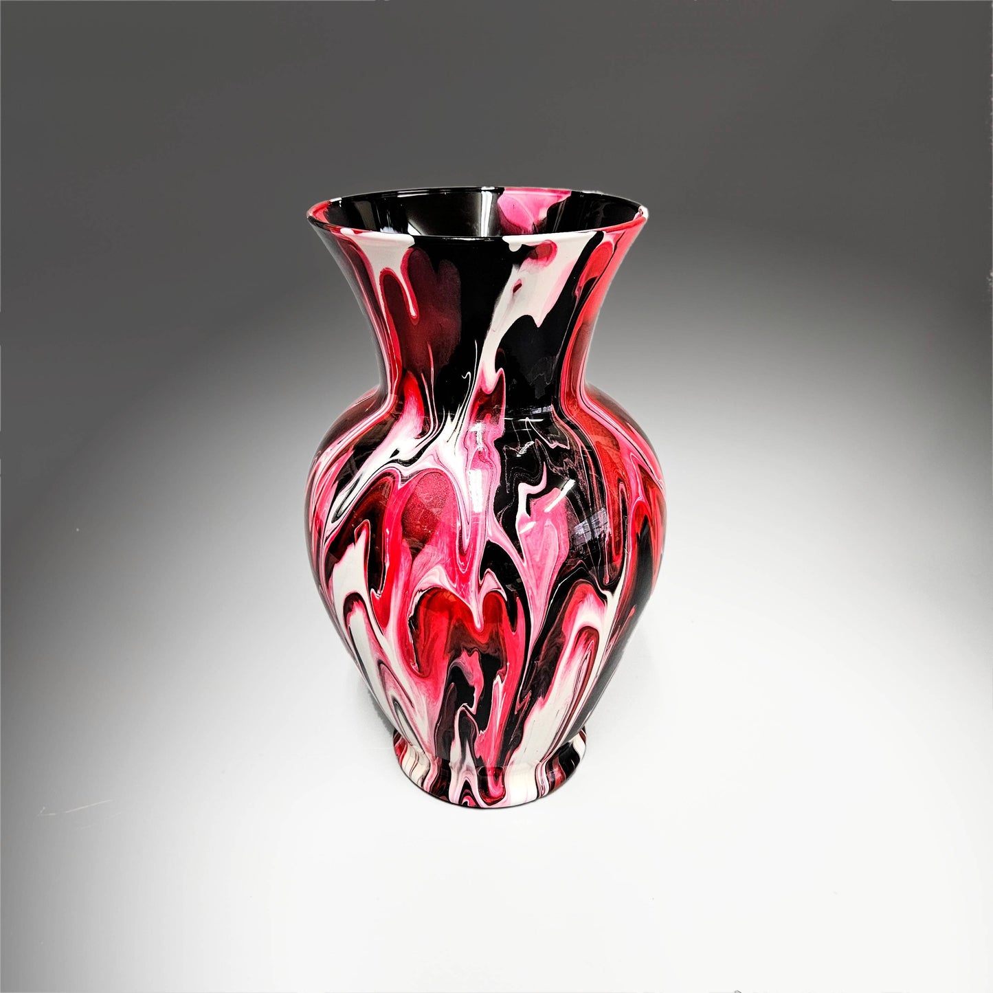 Large Vase in Red White and Black