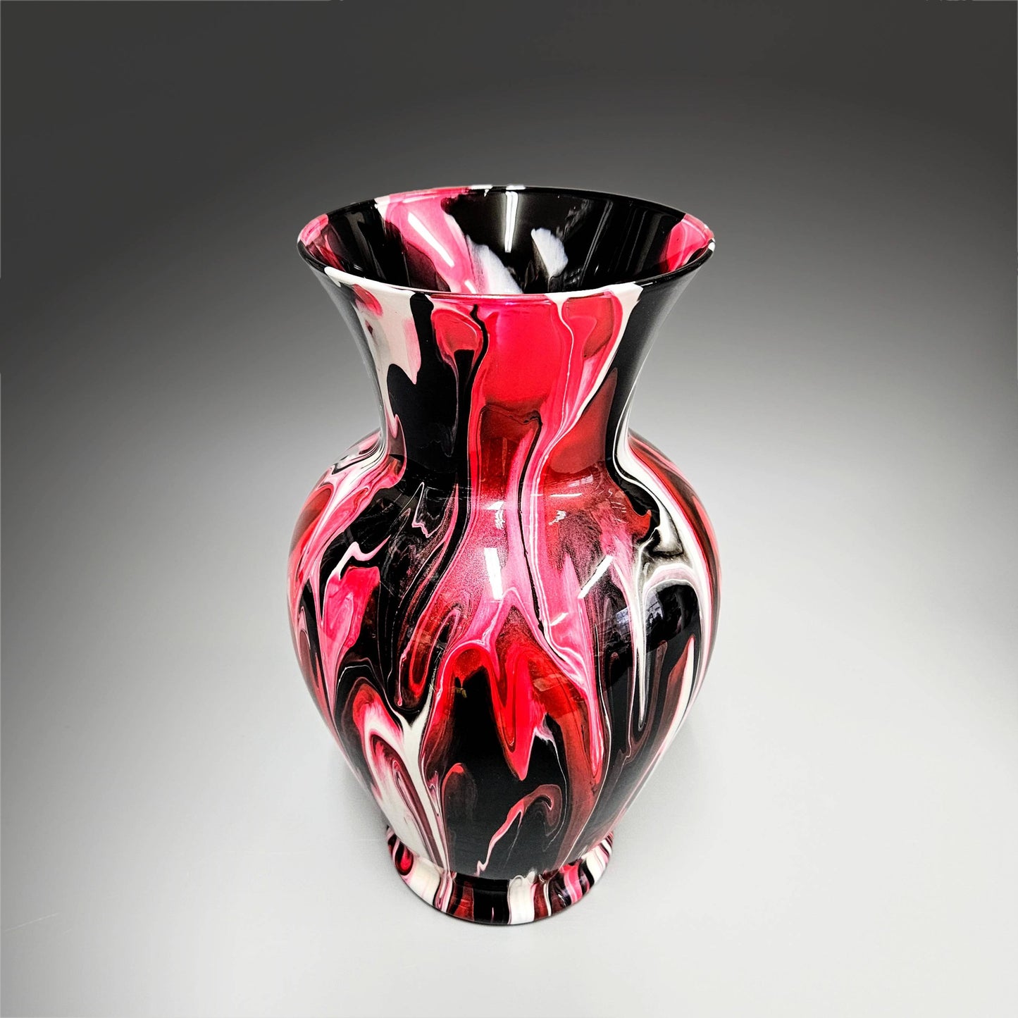 Large Vase in Red White and Black