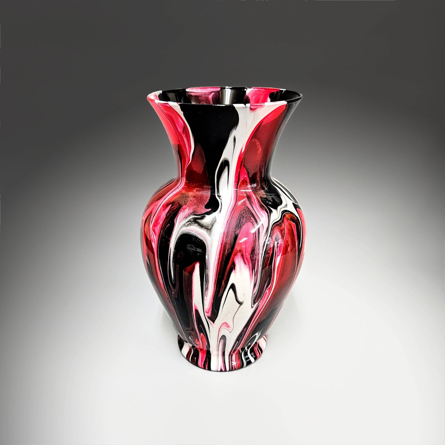 Large Vase in Red White and Black