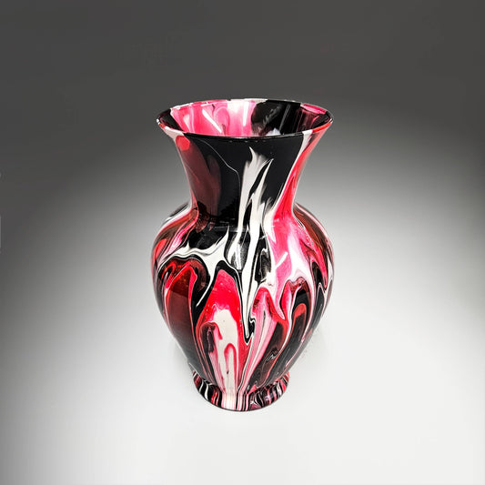 Large Vase in Red White and Black | Handcrafted Glass Art Gift Ideas