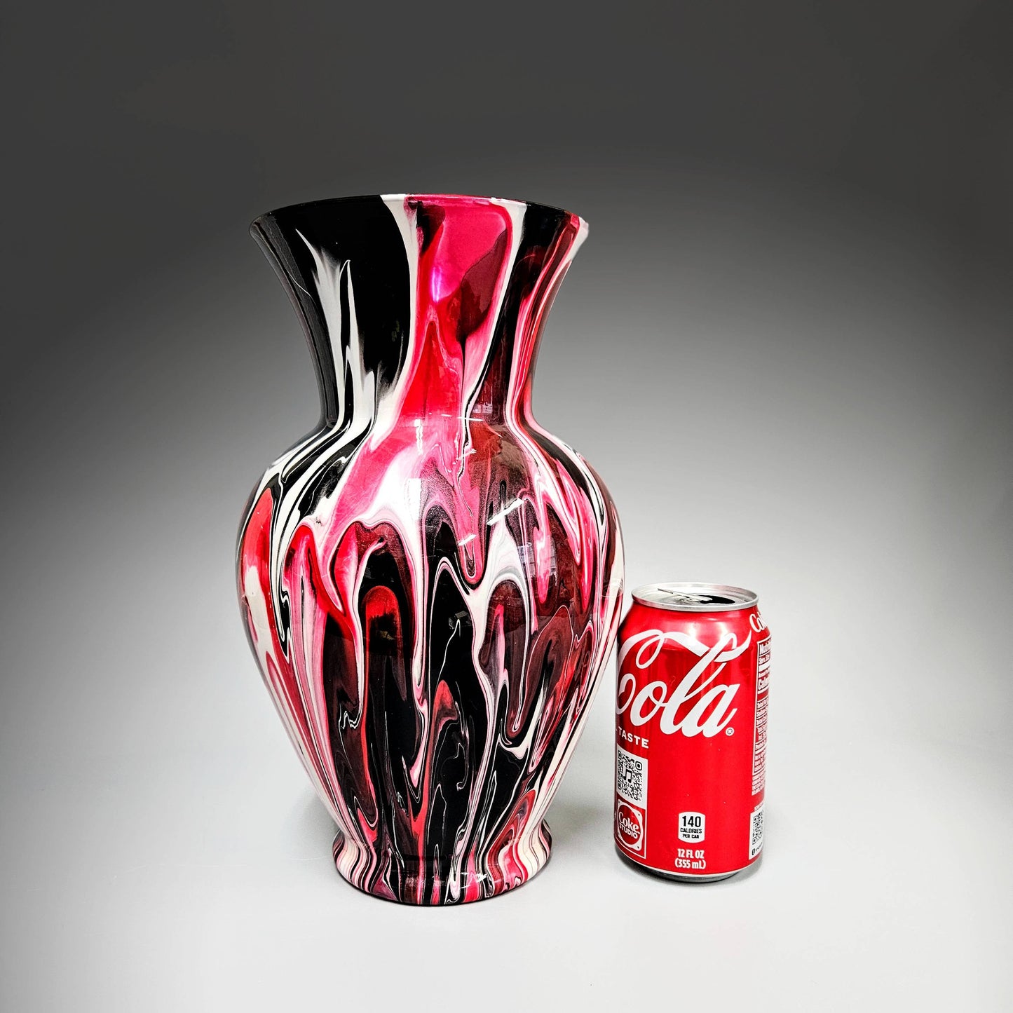 Large Vase in Red White and Black