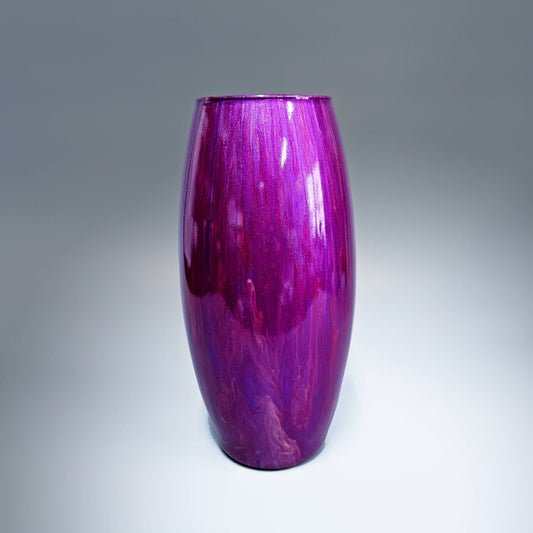 Modern Vase in Purple Fuchsia Gold | Fluid Art Glass Vase Décor Gifts