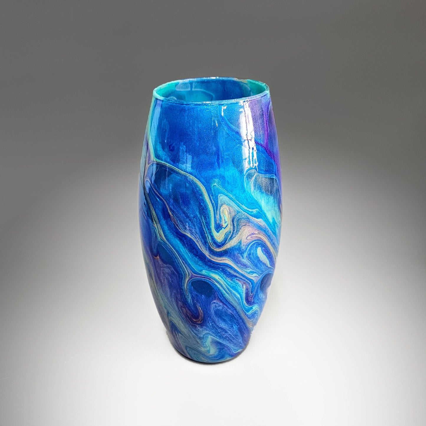 Aqua Purple Gold and Blue Modern Vase