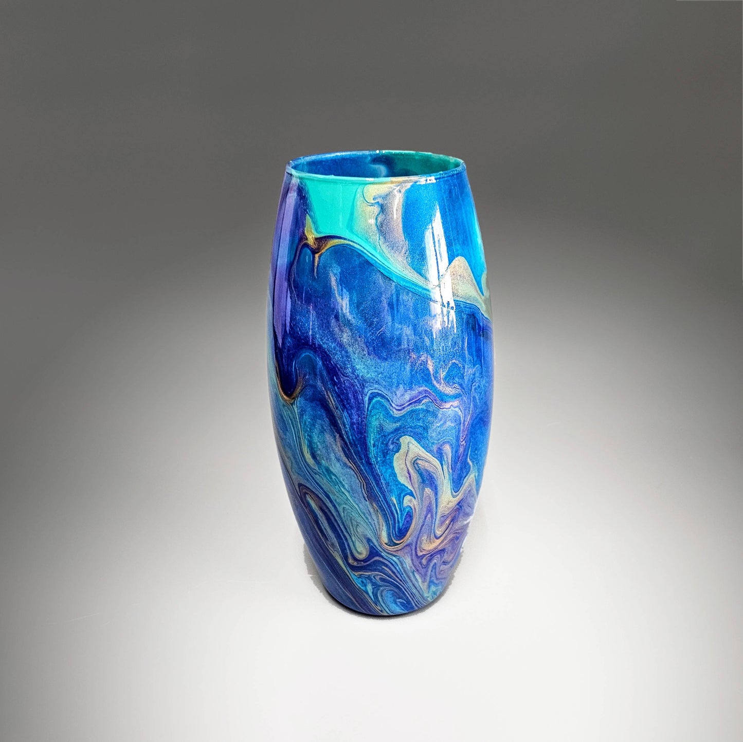 Aqua Purple Gold and Blue Modern Vase
