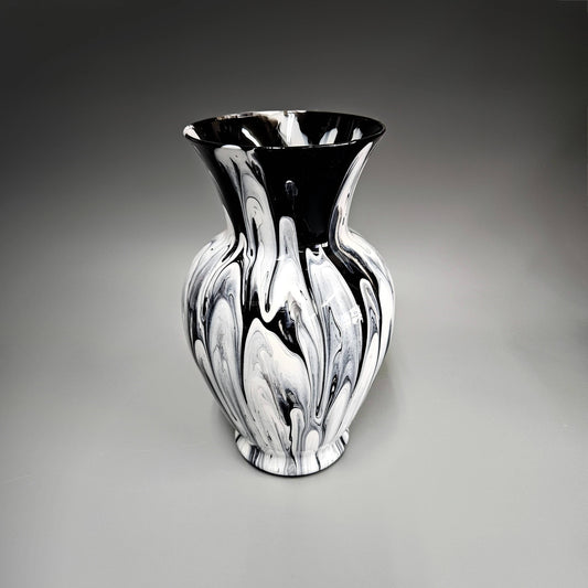Fluid Art Vase in Black and White | Abstract Fluid Art Gifts & Décor