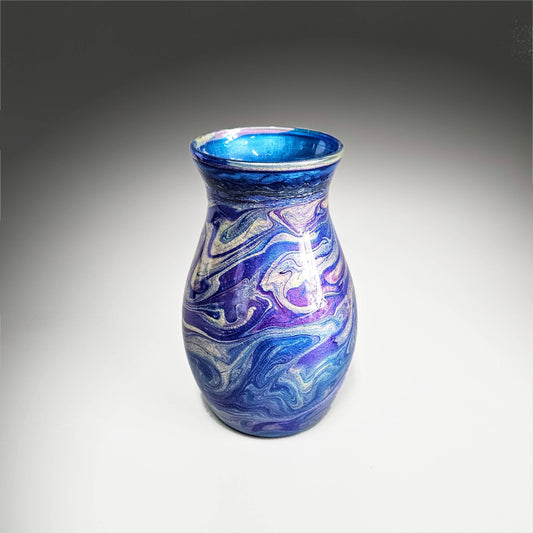Glass Art Painted Vase in Teal Aqua Purple Gold | Unique Gift Ideas