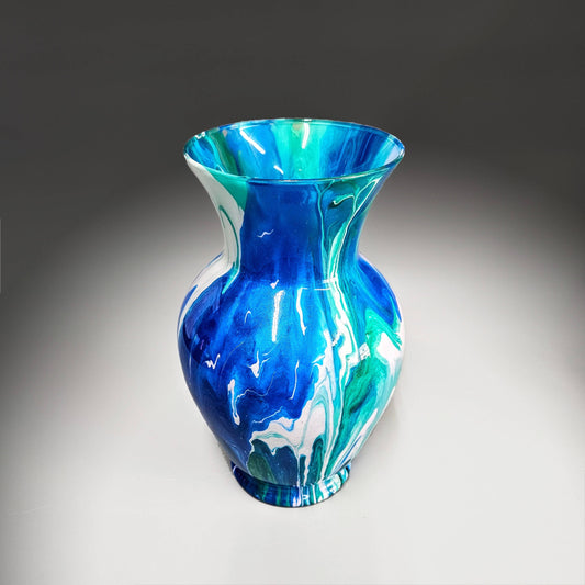Painted Vase in Teal Cobalt Blue White | Home Décor Gift Ideas