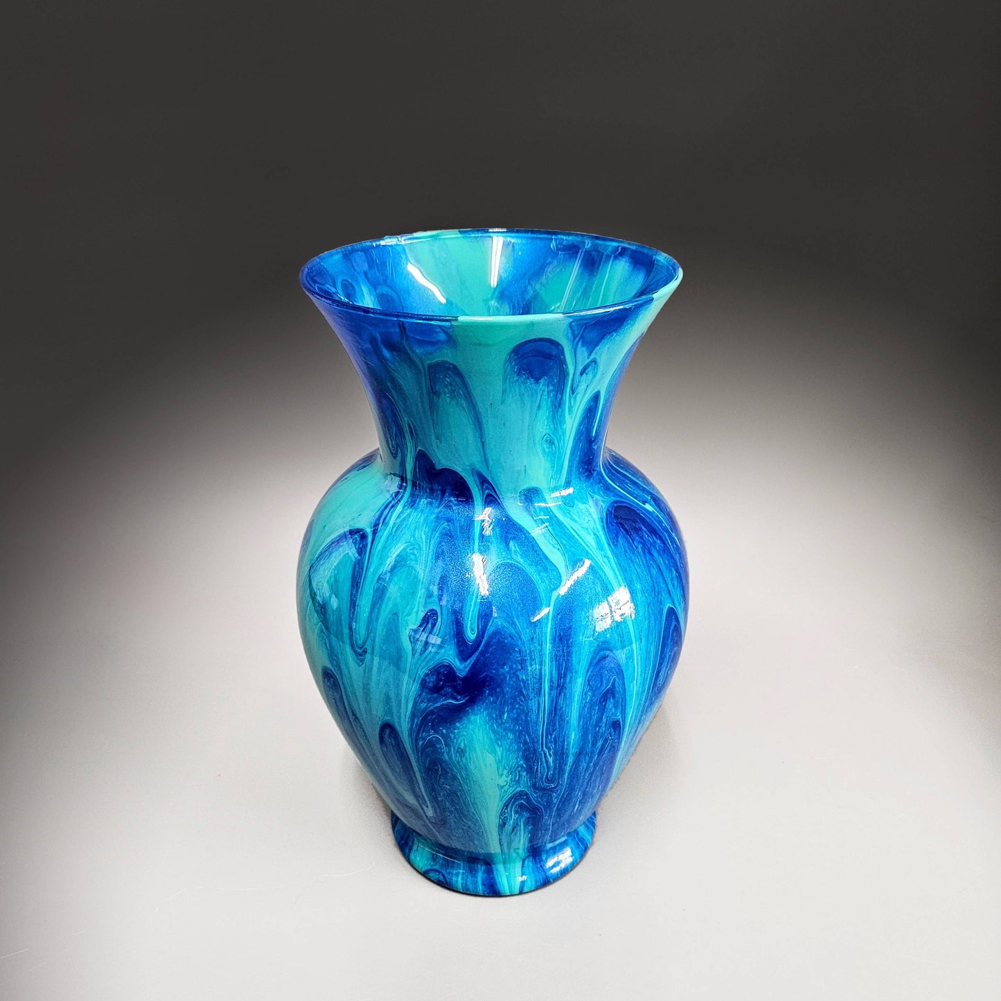 Painted Vase in Aqua Bright Blue