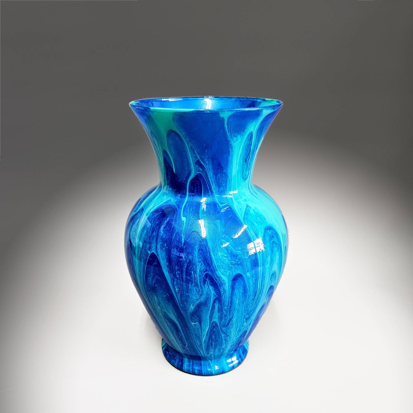 Painted Vase in Aqua Bright Blue