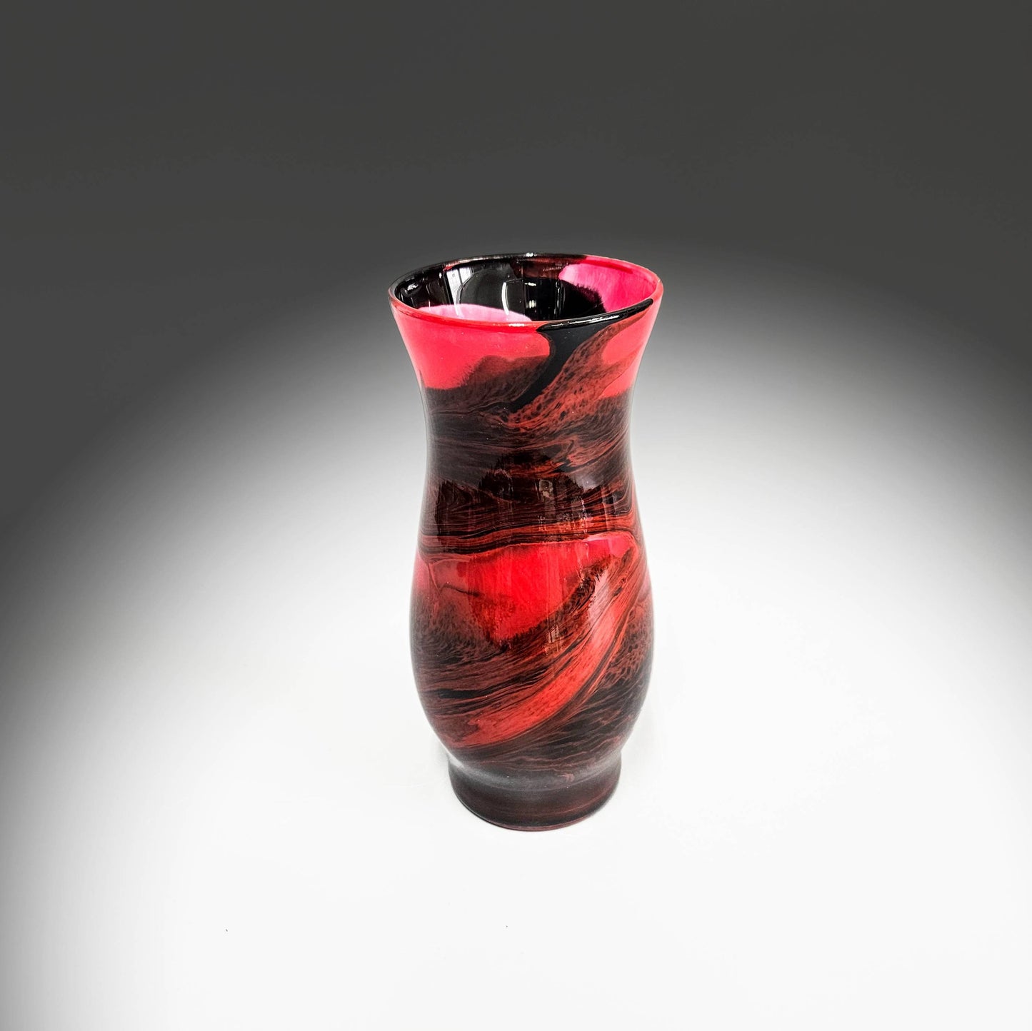 Painted Glass Art Bud Vases in Red and Black | Set of 2