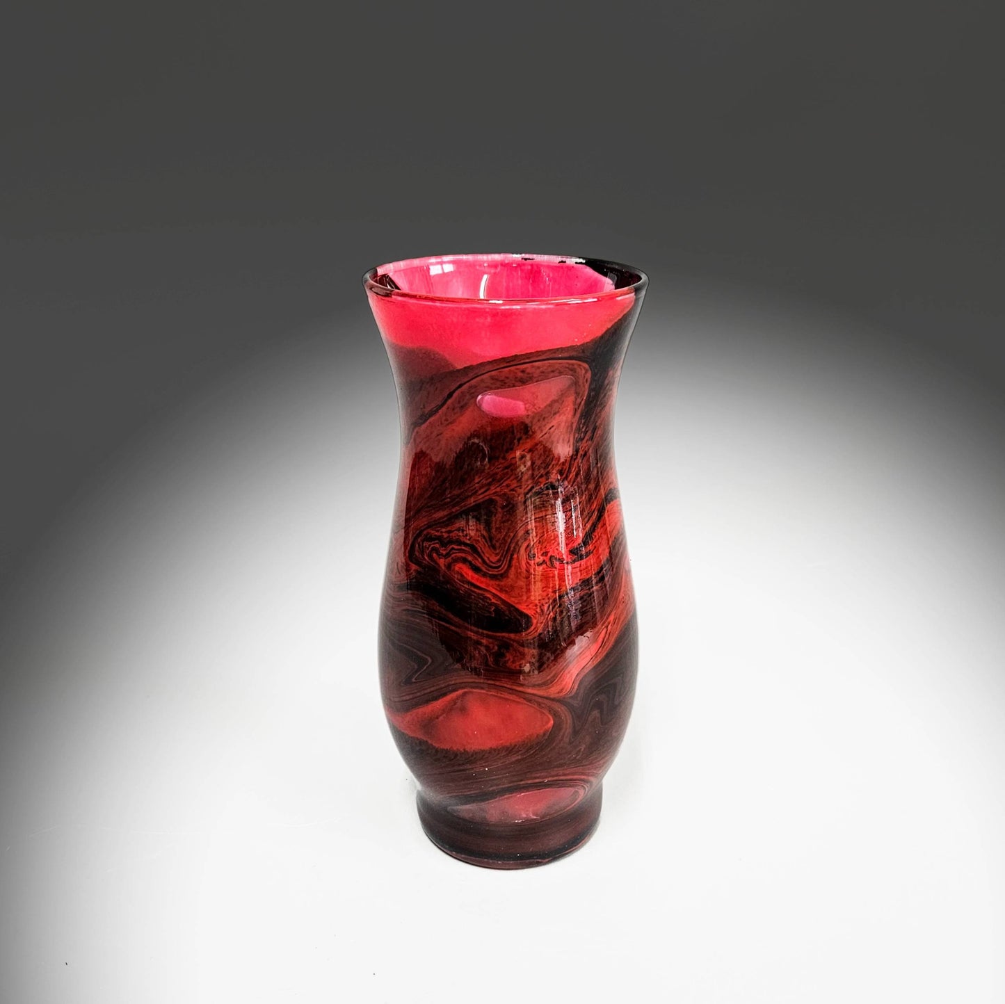 Painted Glass Art Bud Vases in Red and Black | Set of 2