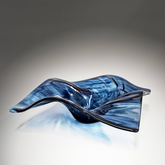 Glass Art Wave Bowl in Midnight Blue | Handcrafted Home Décor Gifts