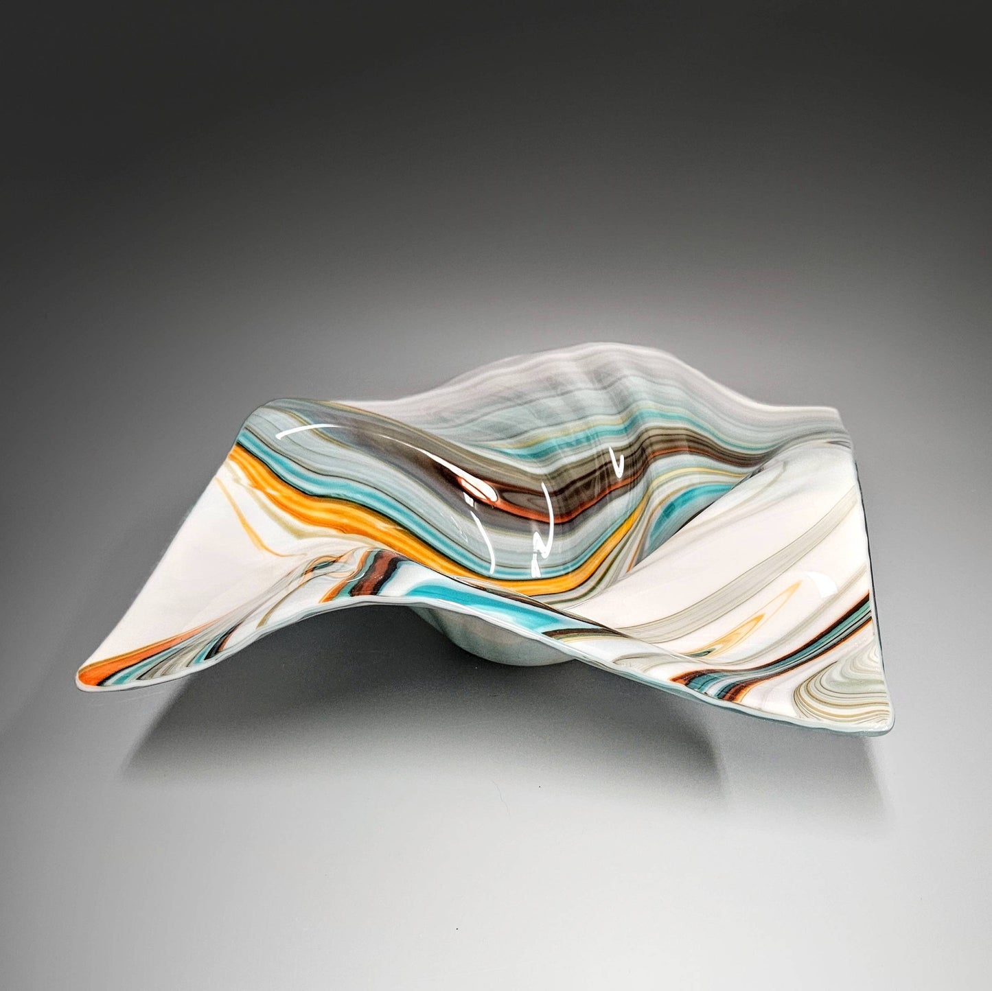 Glass Art Southwestern Square Centerpiece Bowl