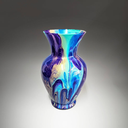 Painted Vase in Teal Aqua Purple Gold | Fluid Art Home Décor Gift Idea…
