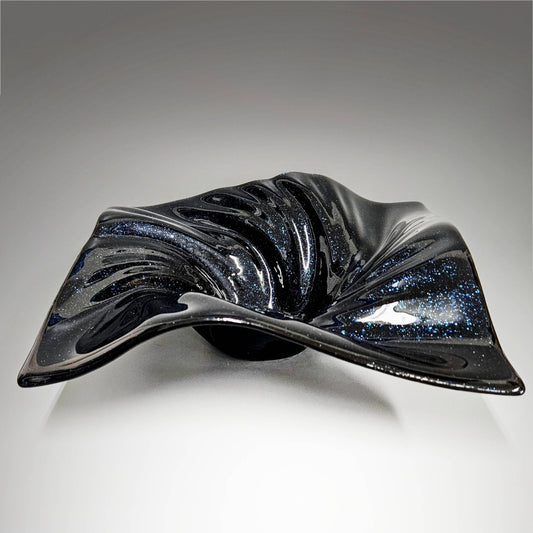 Glass Art Wave Bowl in Midnight Blue Aventurine | Bling Gift Ideas
