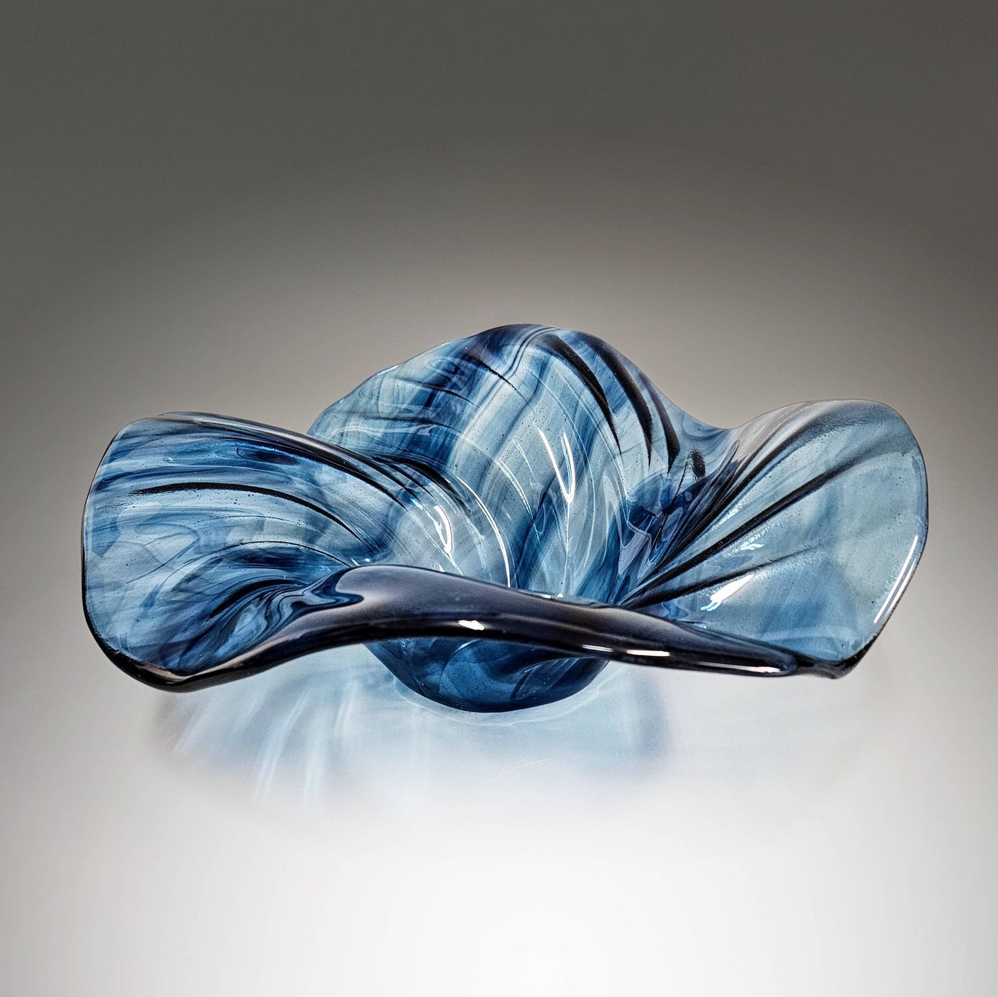 Glass Art Wave Bowl in Midnight Blue