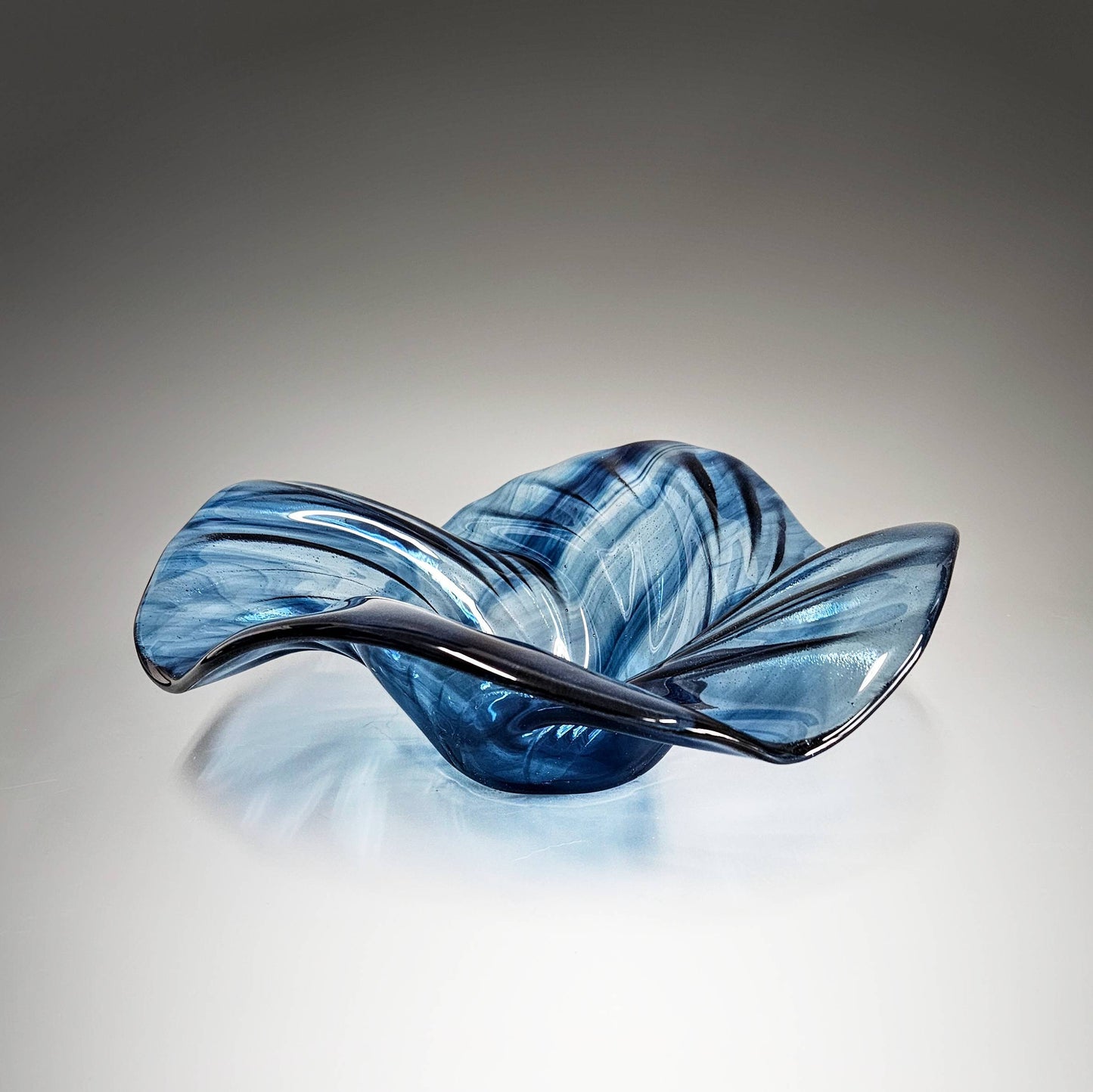 Glass Art Wave Bowl in Midnight Blue