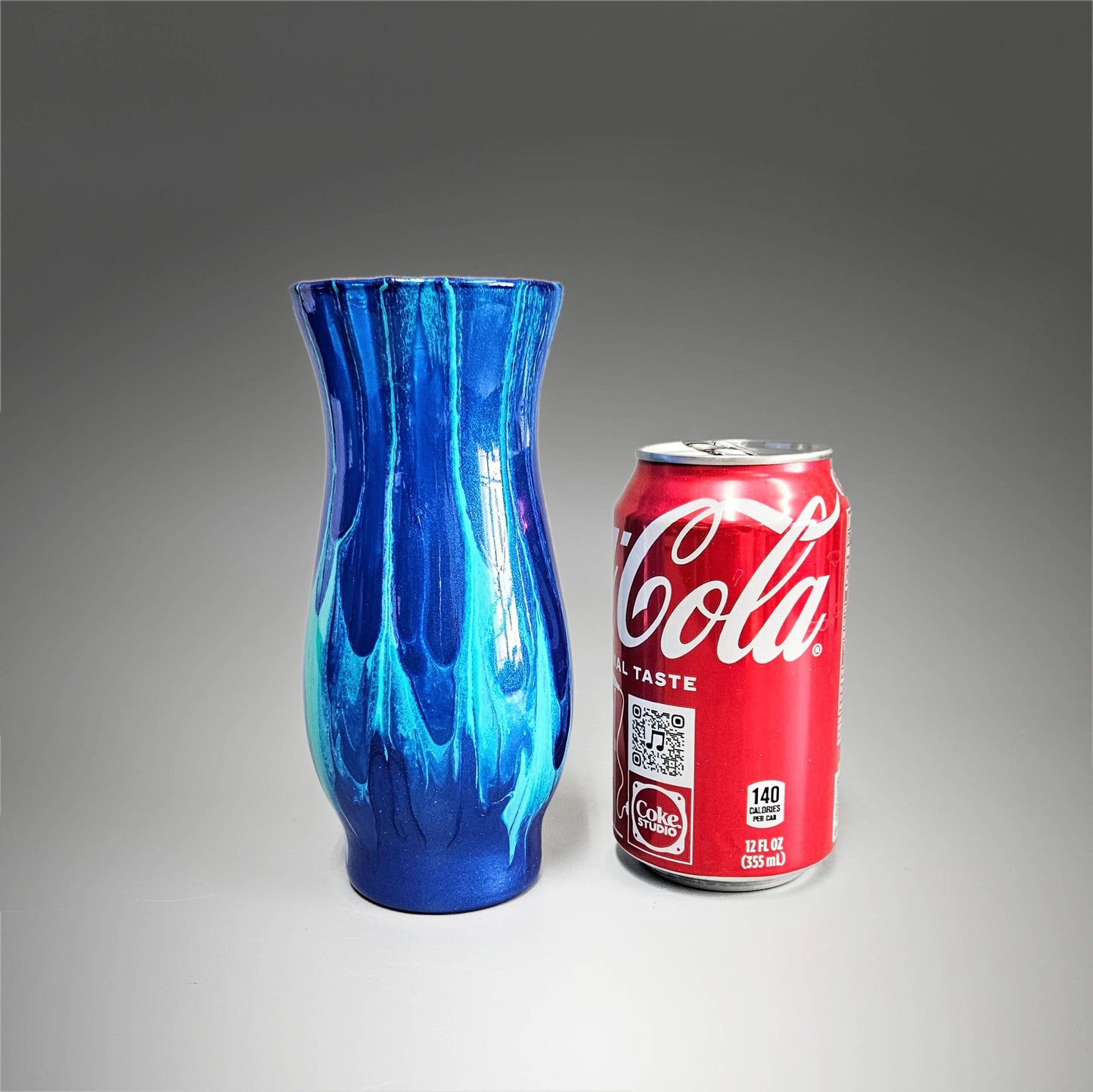 Painted Glass Art Bud Vases in Aqua Navy Blue | Set of 2