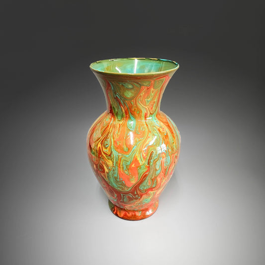 Fluid Art Vase in Turquoise Orange Tan | Affordable Décor Gift Ideas