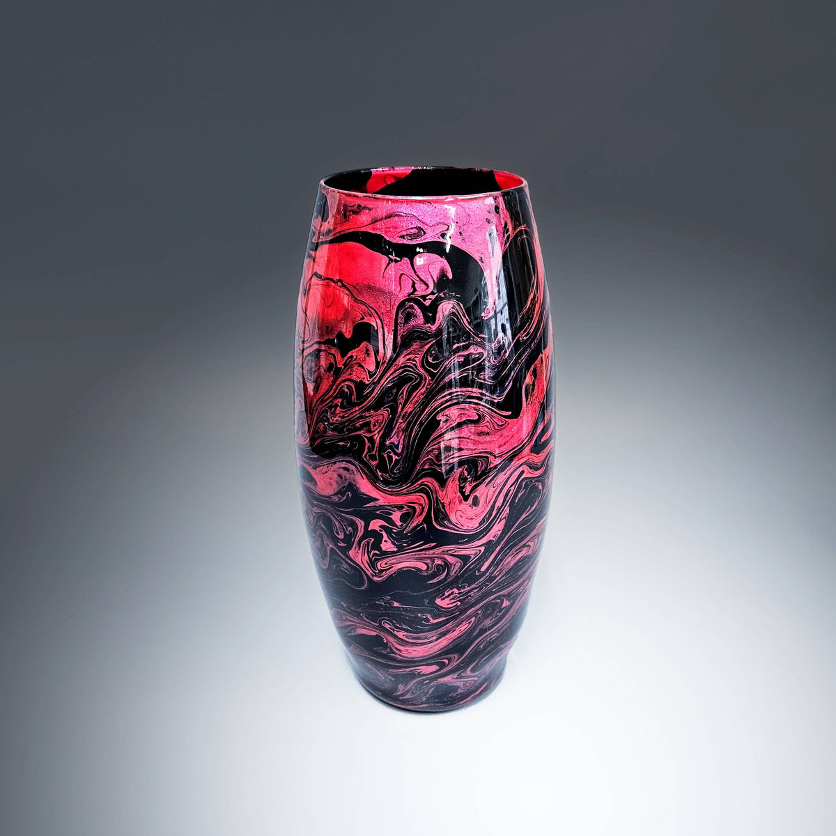Modern Vase in Black Rose Red