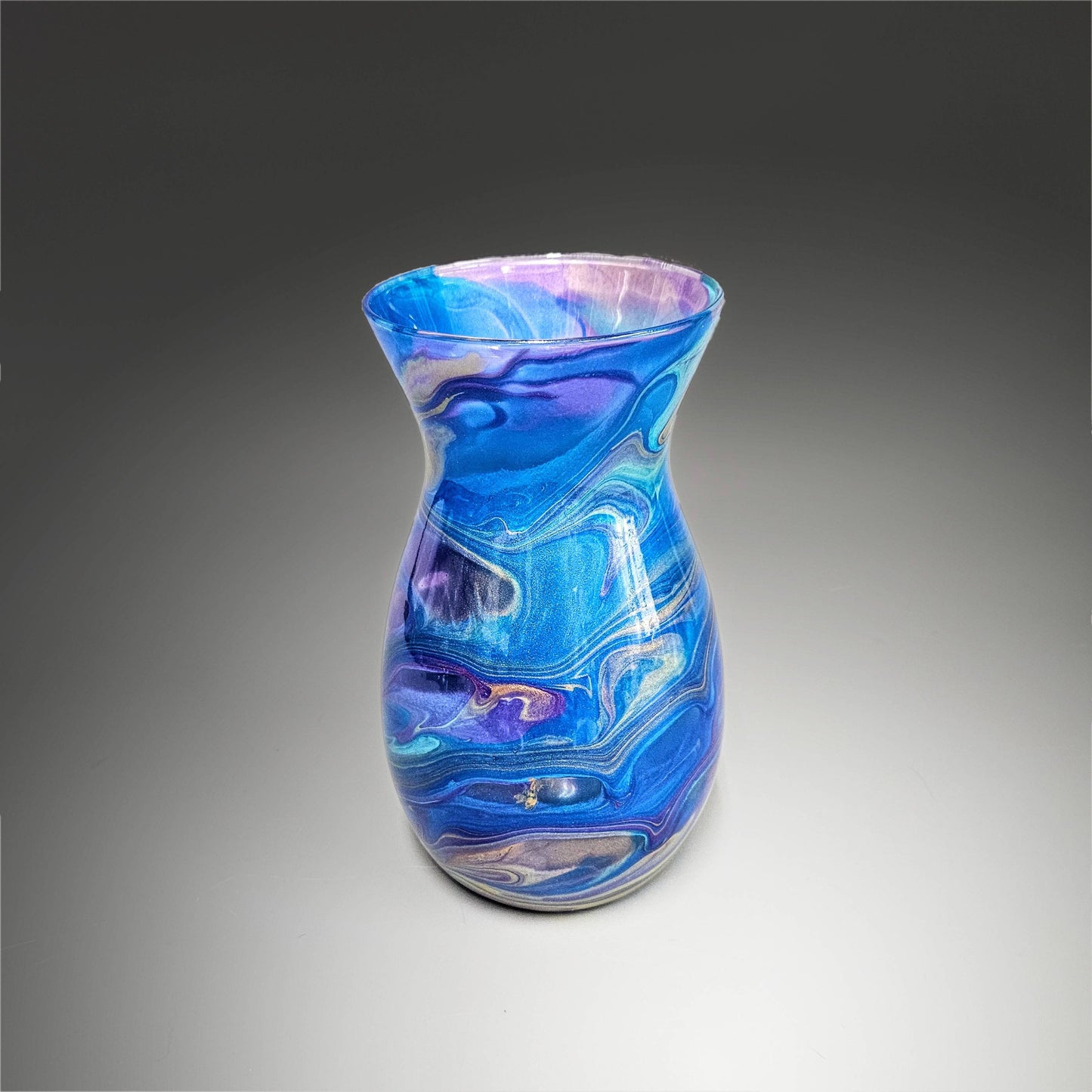 Modern Vase in Aqua Purple Gold Blue