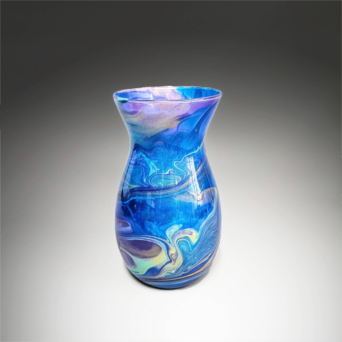 Modern Vase in Aqua Purple Gold Blue