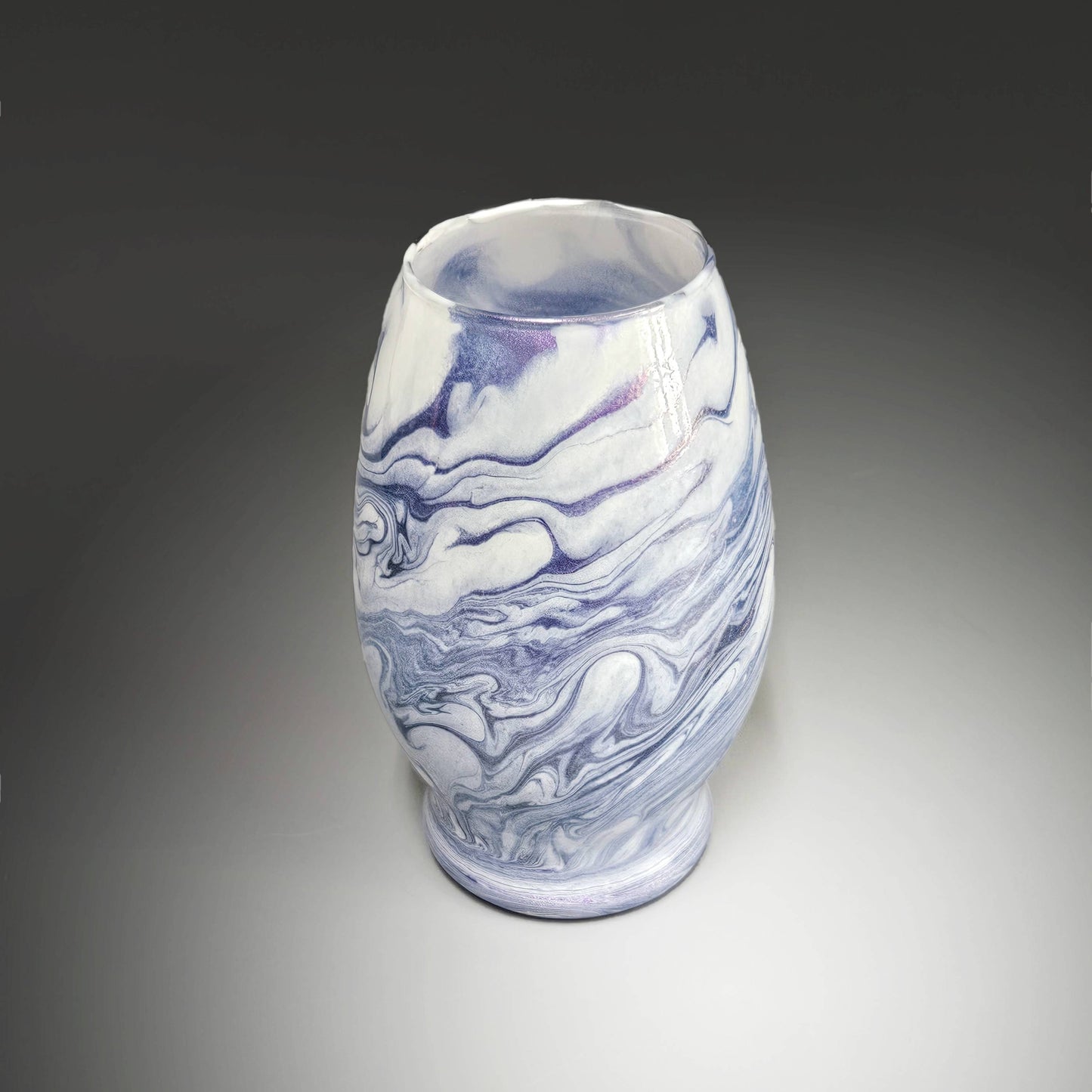 Painted Glass Vase in White Lavender Blue | Unique Hostess Gift Ideas