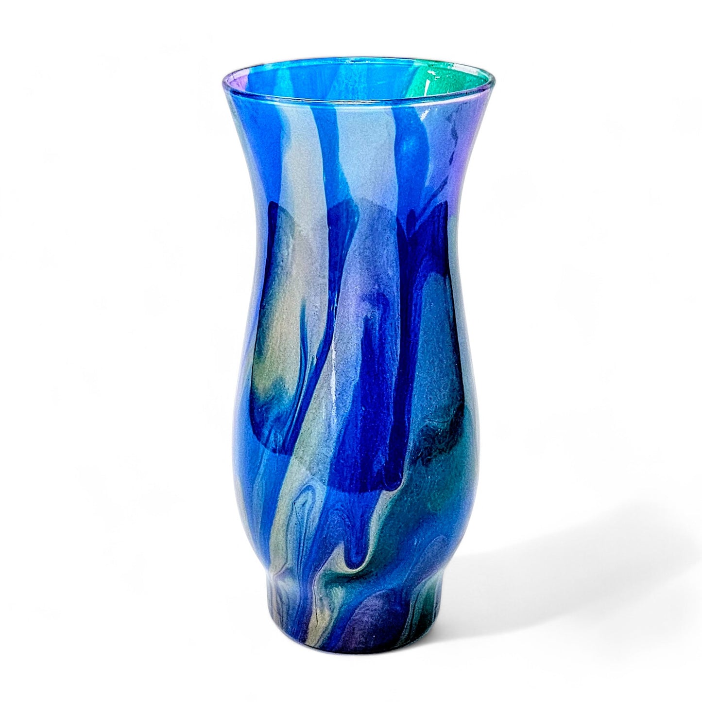 Painted Glass Vase in Teal Purple Gold