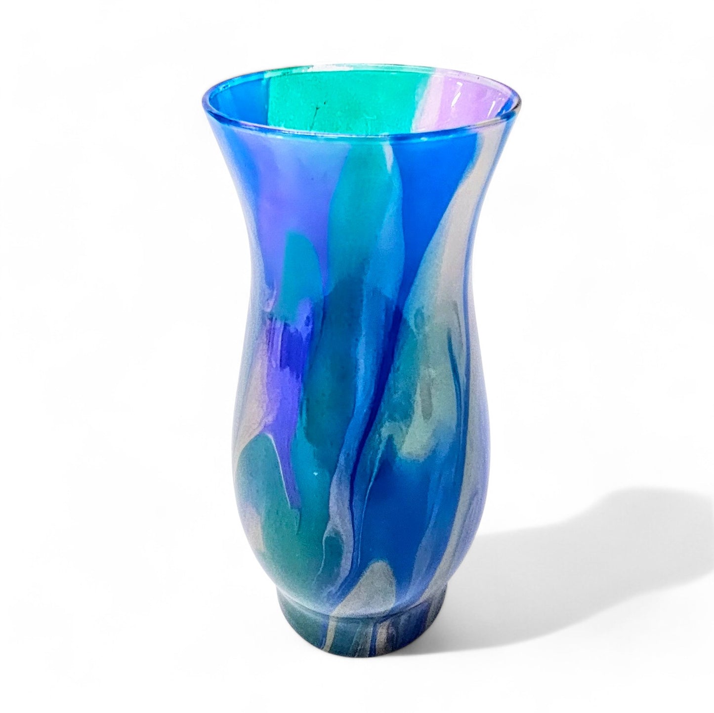 Painted Glass Vase in Teal Purple Gold