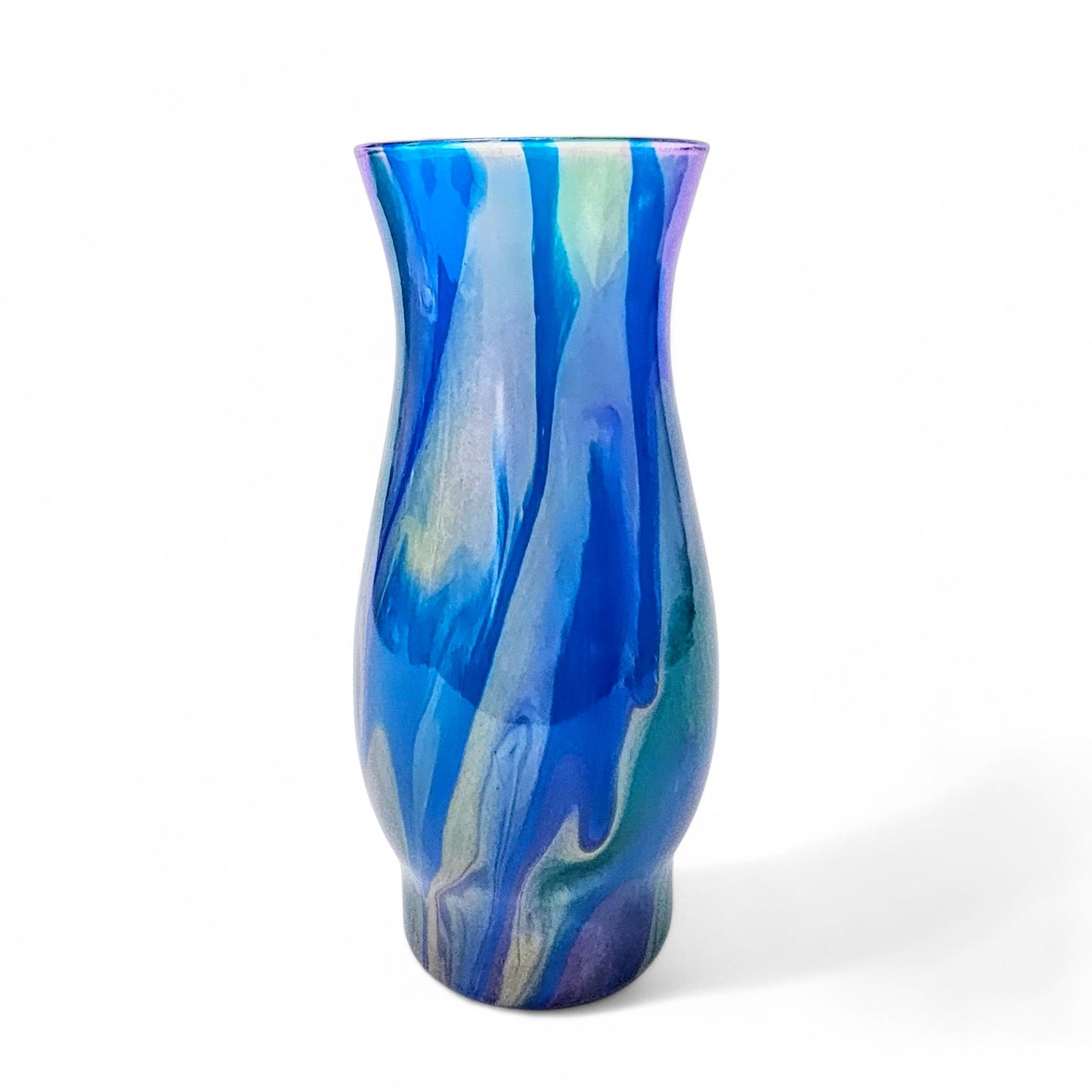 Painted Glass Vase in Teal Purple Gold