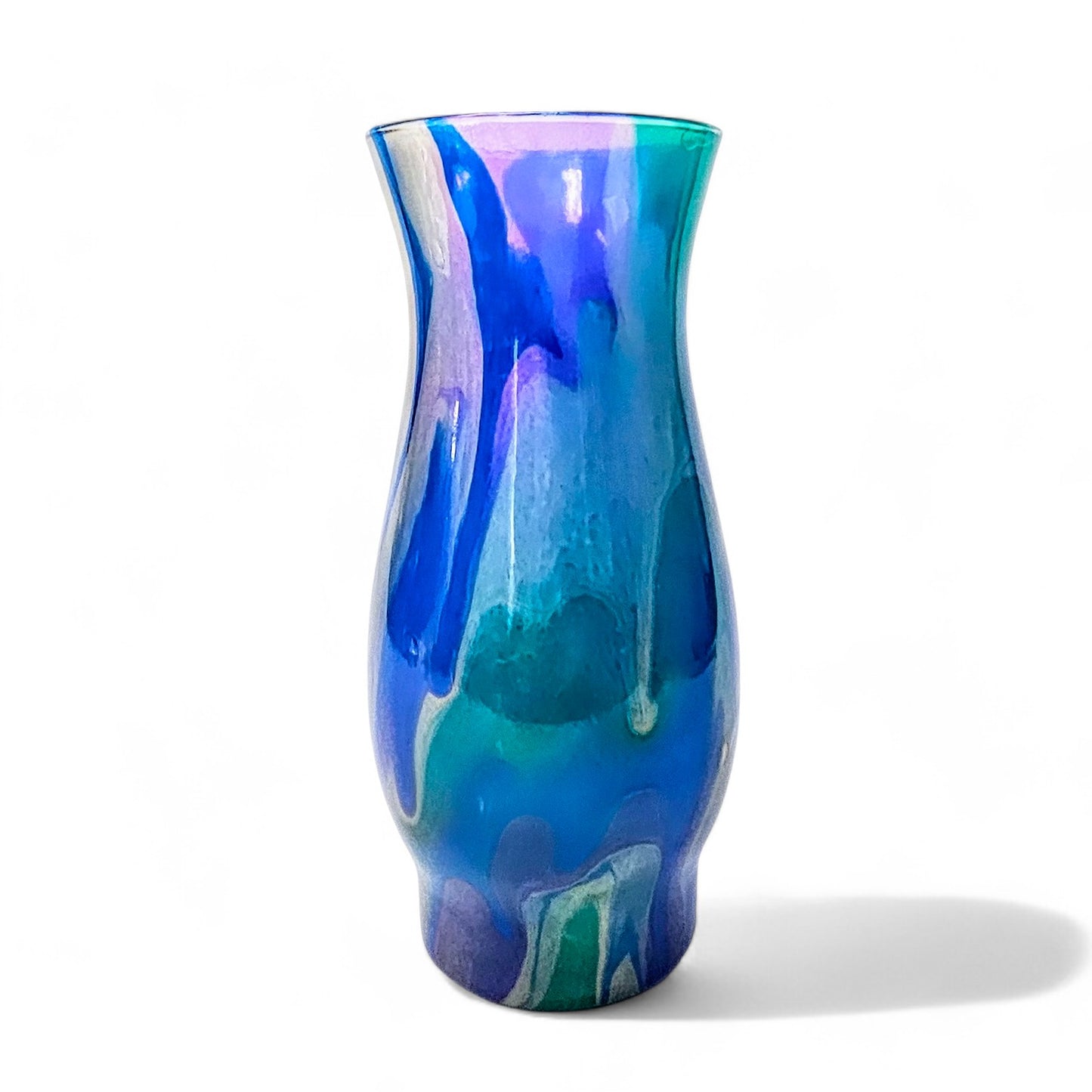 Painted Glass Vase in Teal Purple Gold