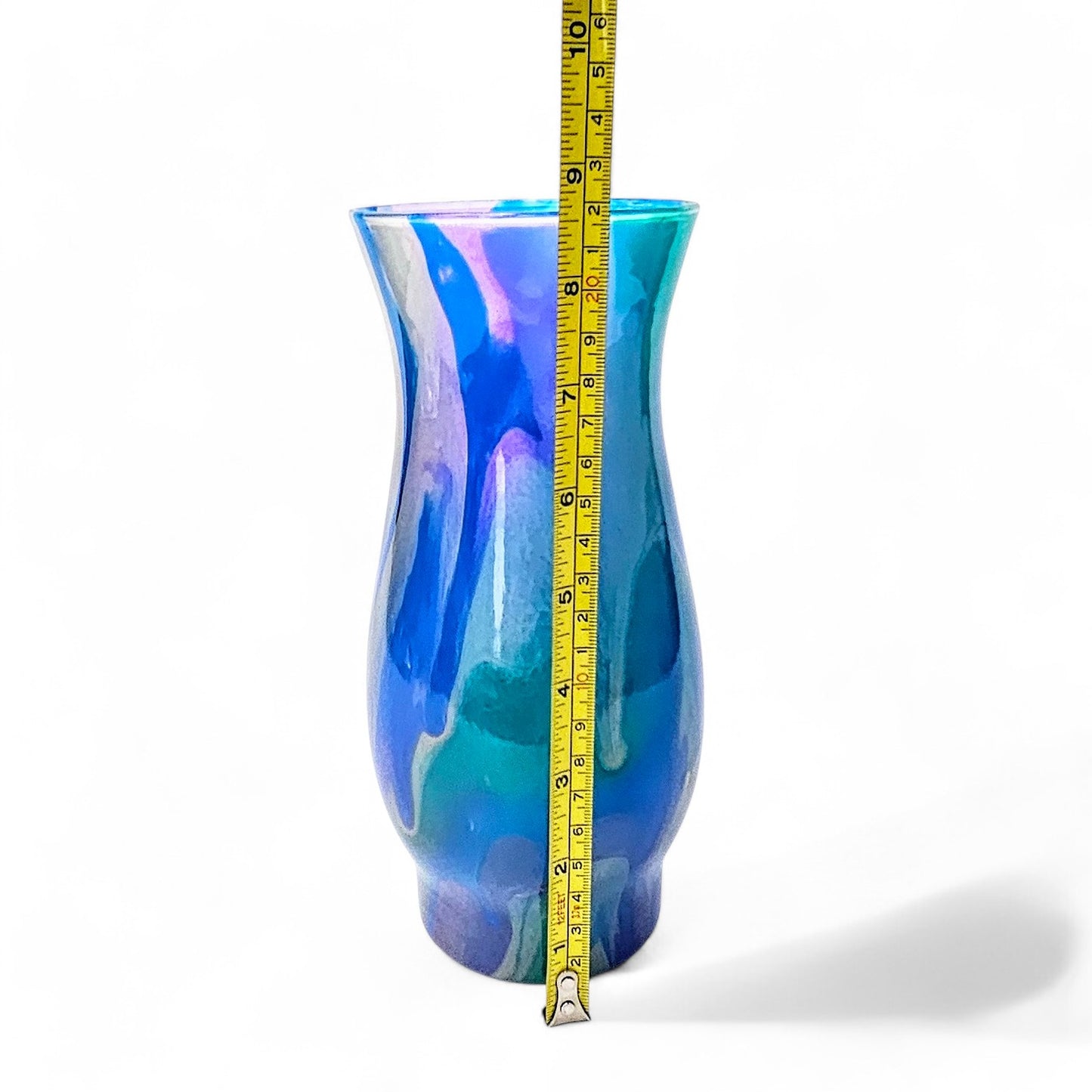 Painted Glass Vase in Teal Purple Gold