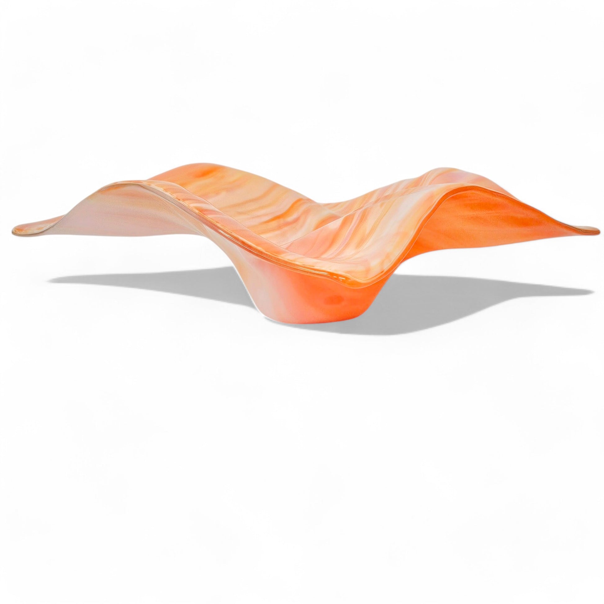 Glass Art Wave Bowl in Orange Peach White