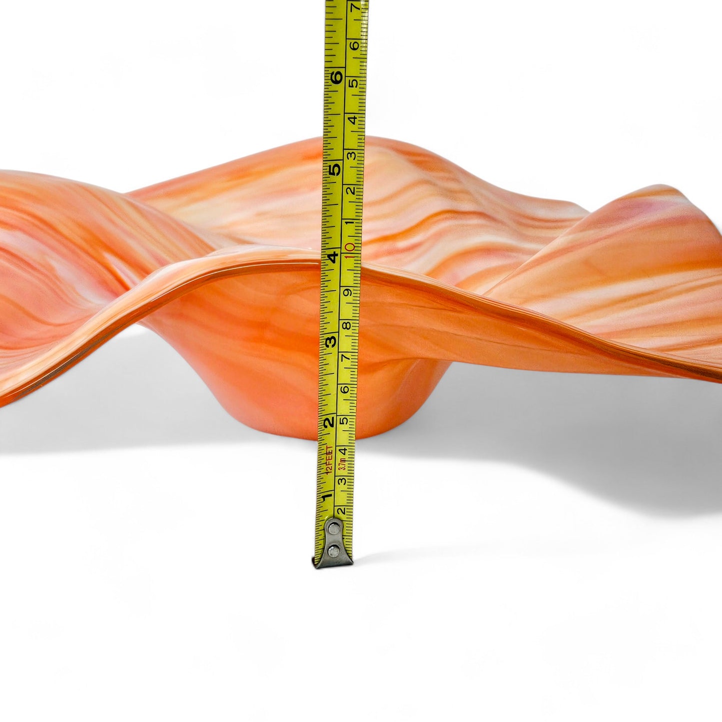 Glass Art Wave Bowl in Orange Peach White