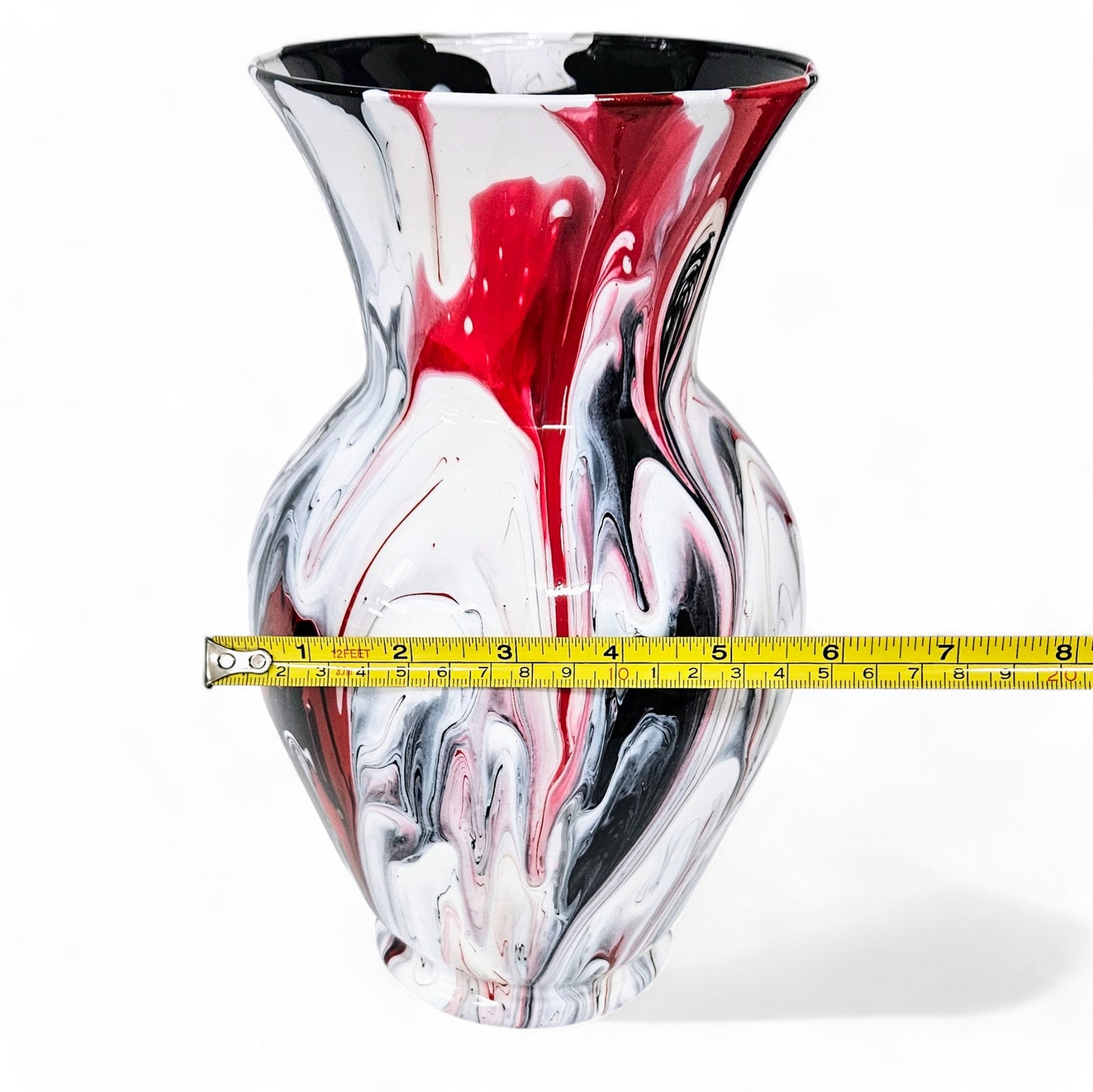 Large Vase in Red White and Black