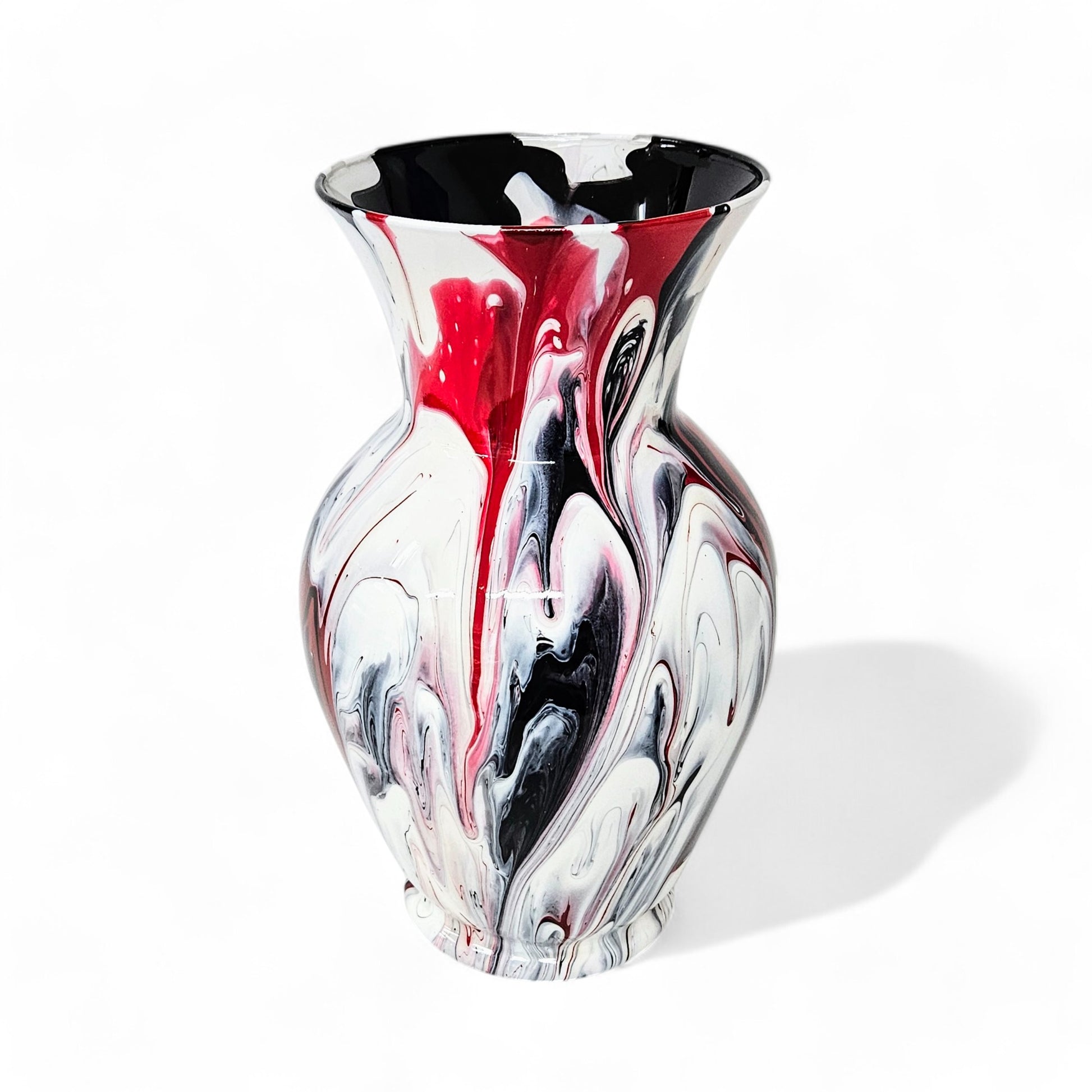 Large Vase in Red White and Black | Handcrafted Glass Art Gift Ideas

