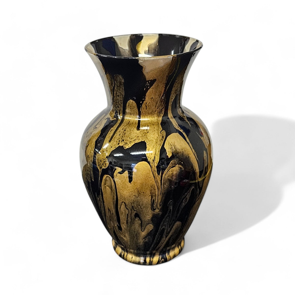 Black and Metallic Gold Large Centerpiece Vase
