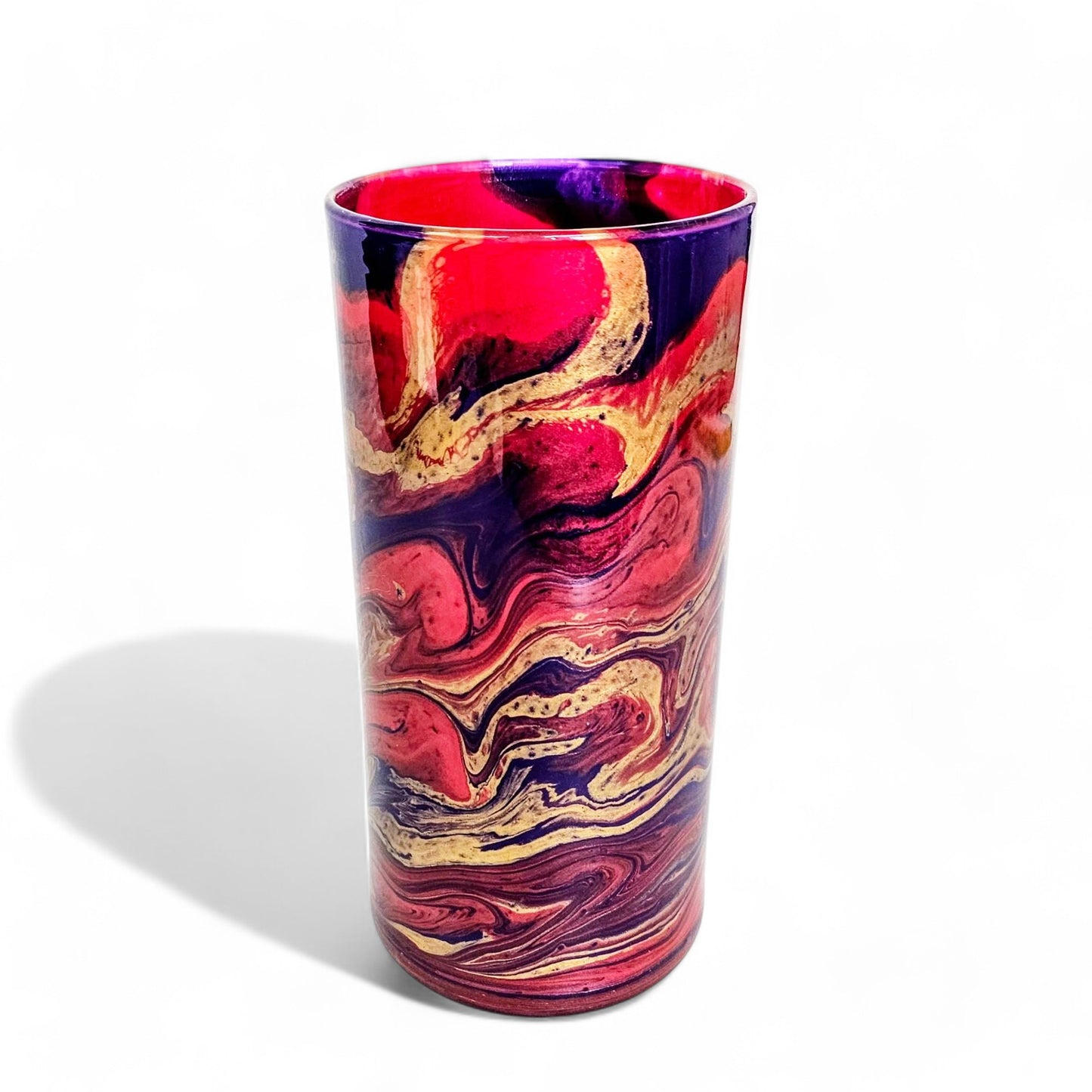 Modern Vase in Red Gold Purple Jewel Tones | Cylinder Vase