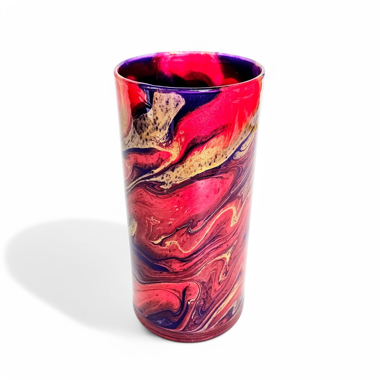 Modern Vase in Red Gold Purple Jewel Tones | Cylinder Vase